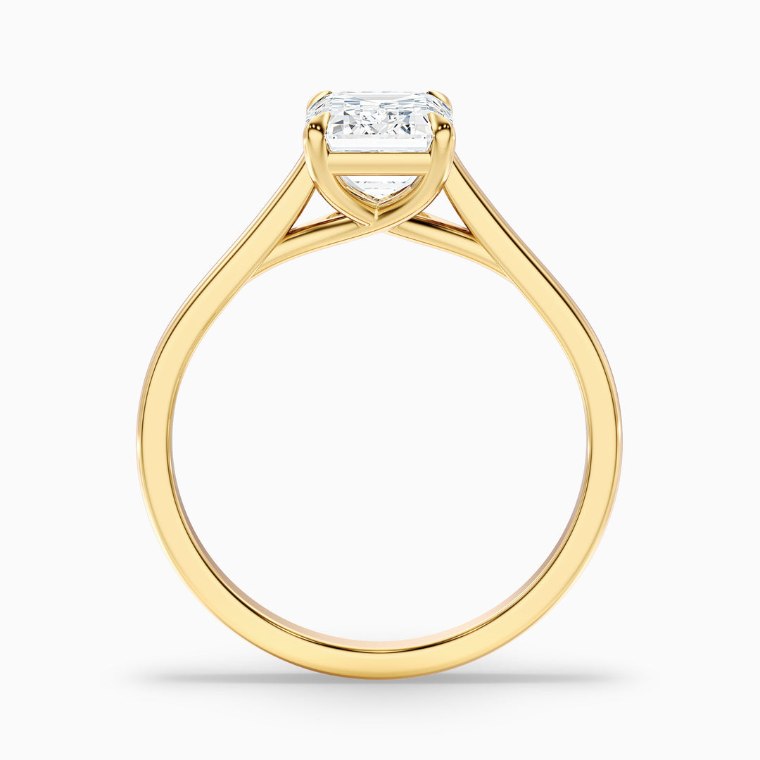 Hana 2.5 Carat Emerald Cut Solitaire Lab Grown Diamond Ring in Platinum - Side View