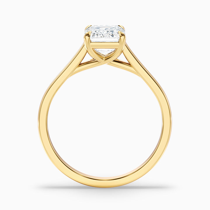 Hana 1 Carat Emerald Cut Solitaire Lab Grown Diamond Ring in Platinum - Side View