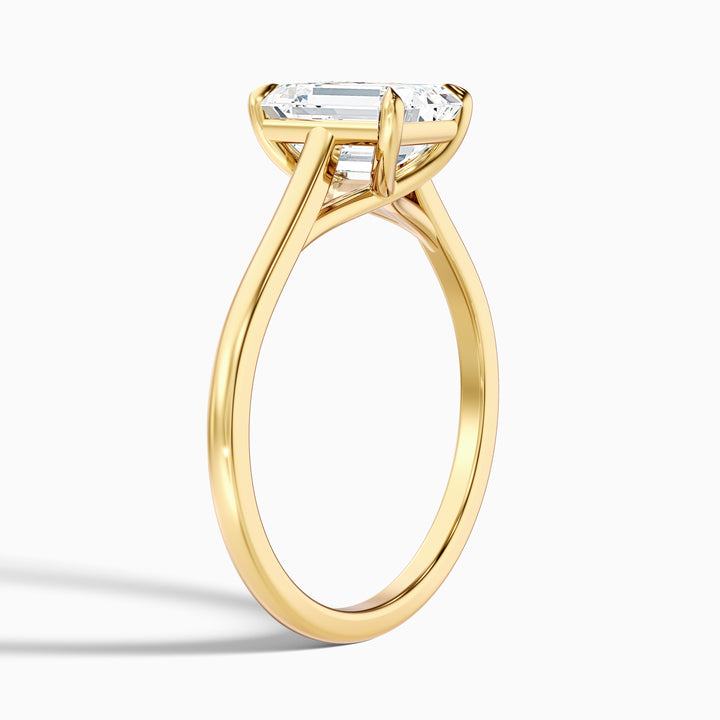 Hana 2.5 Carat Emerald Cut Solitaire Lab Grown Diamond Ring in Platinum - Detail View