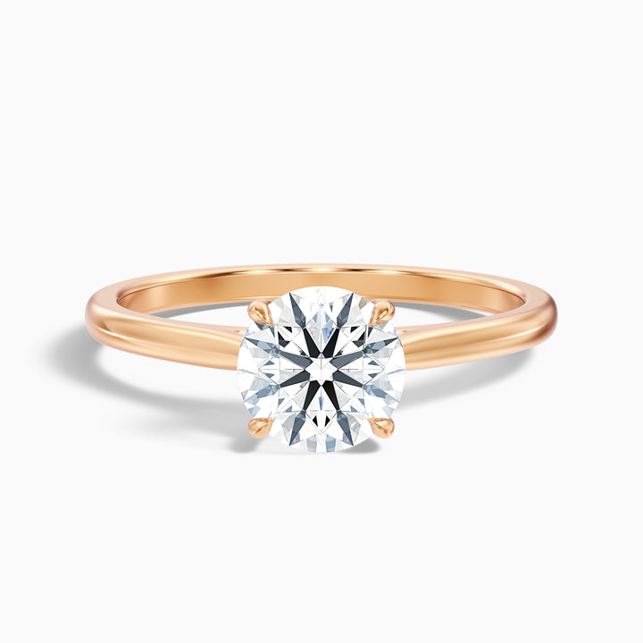 Iris 3 Carat Round Solitaire Lab Grown Diamond Ring in 14k Rose Gold - Front View