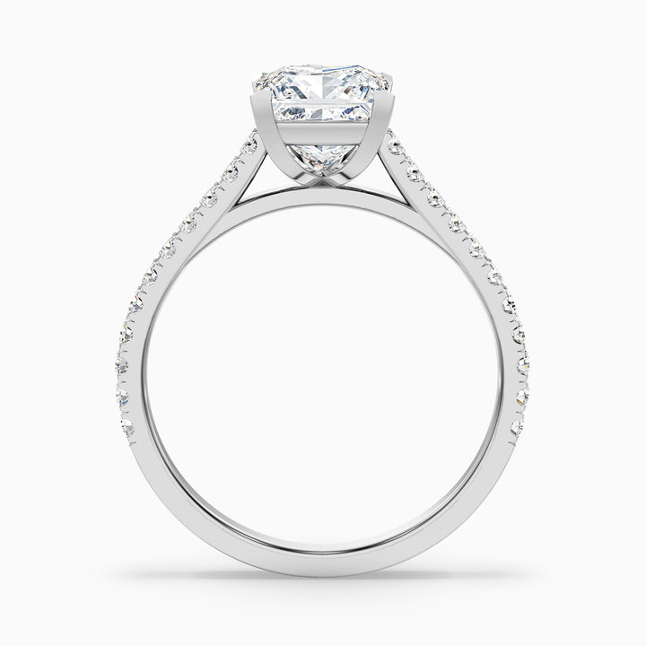 cloe 10 carat princess cut solitaire scallop moissanite engagement ring in 18k white gold -  Side View
