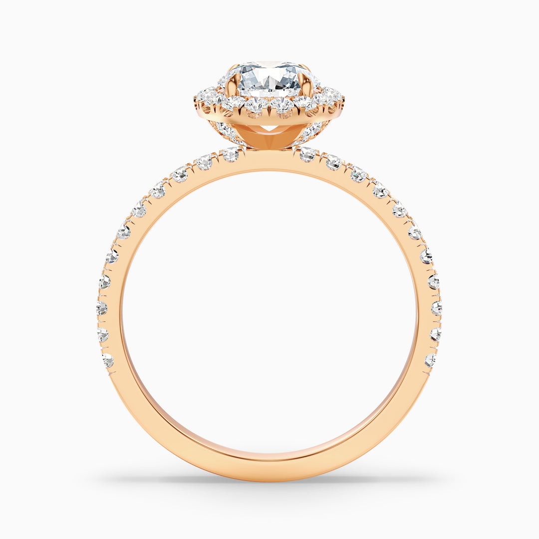 Jade 2.5 Carat Round Cut Halo Lab Grown Diamond Ring in 14k Rose Gold - Side View