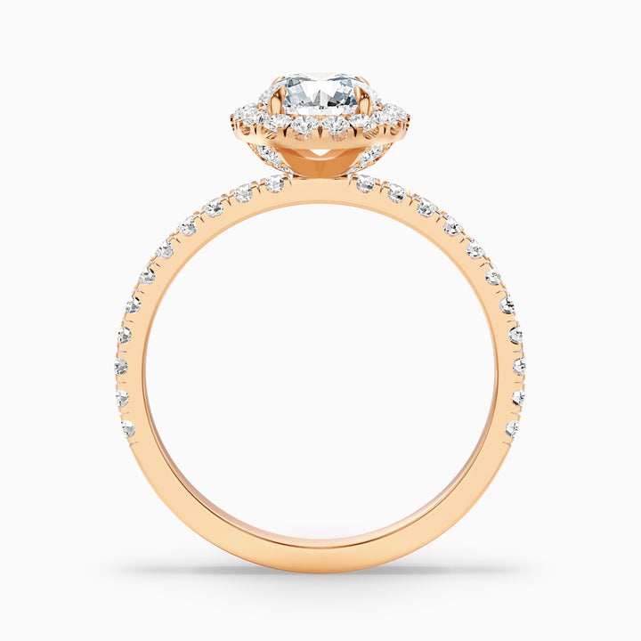 Jade 2.5 Carat Round Cut Halo Lab Grown Diamond Ring in 14k Rose Gold - Side View