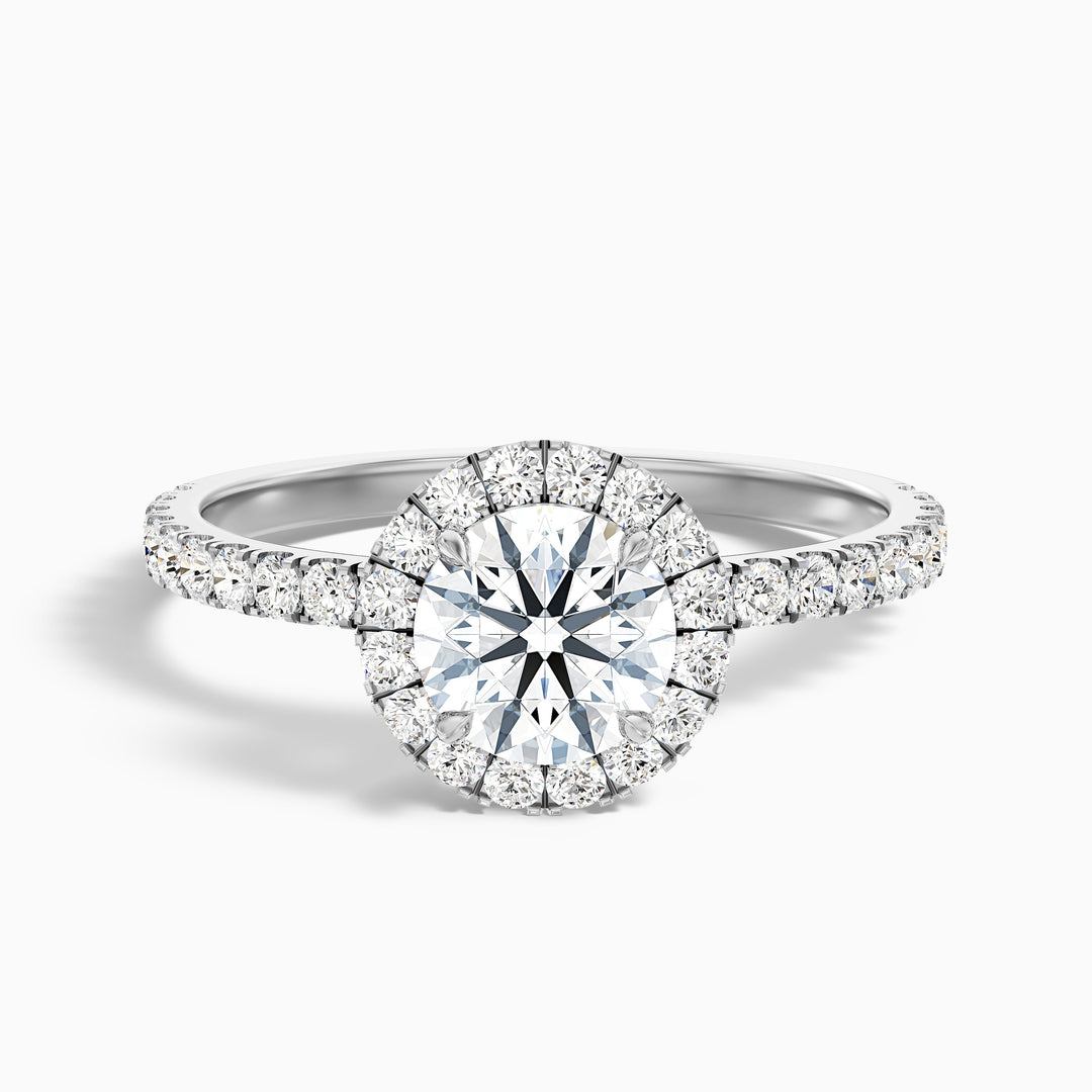 Hailey 4 Carat Round Cut Halo Moissanite Engagement Ring - Front View