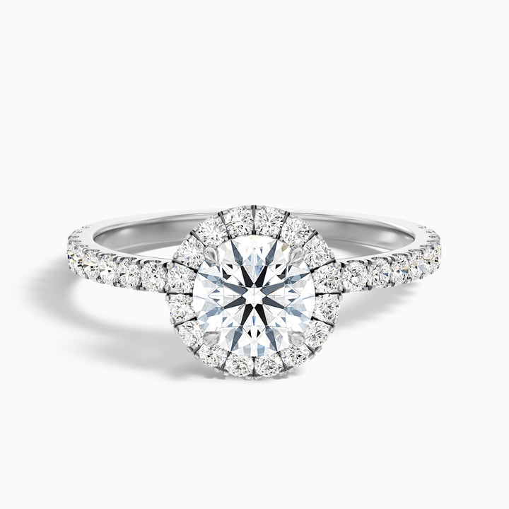 Hailey 2 Carat Round Cut Halo Moissanite Engagement Ring - Front View