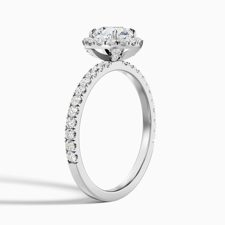 Hailey 1 Carat Round Cut Halo Moissanite Engagement Ring - Detail View