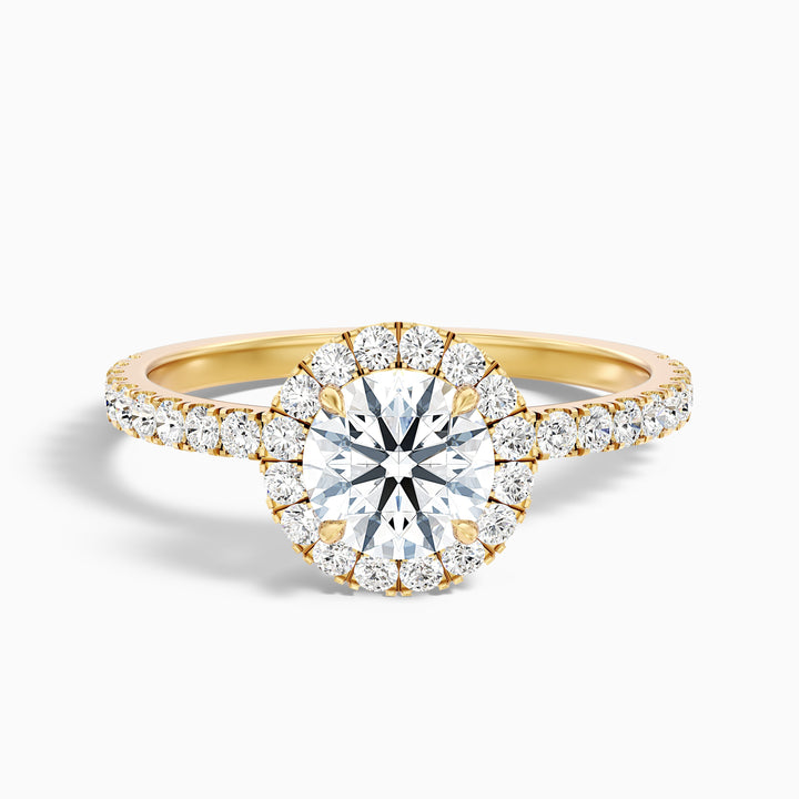Jade 2 Carat Round Cut Halo Lab Grown Diamond Ring in Platinum - Front View