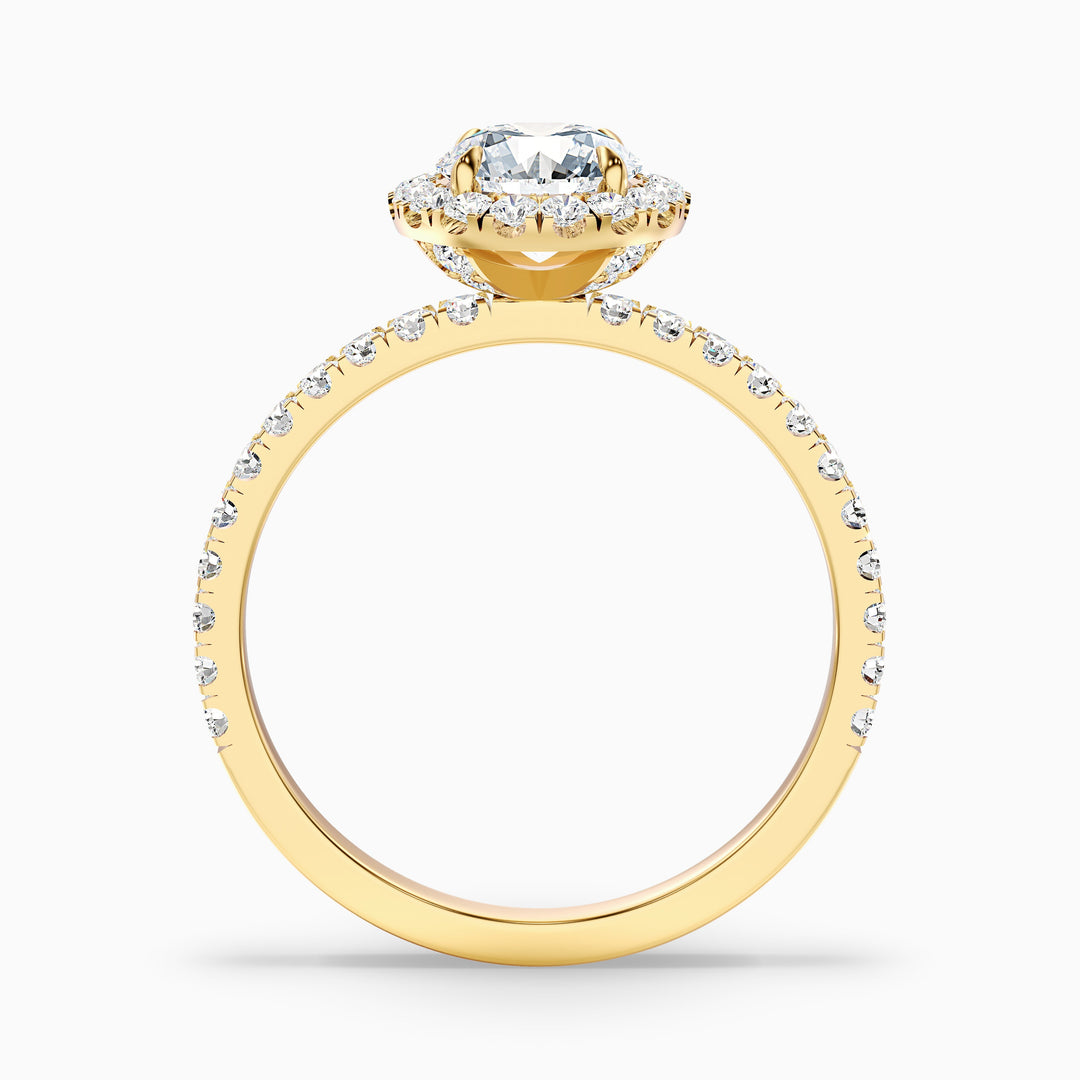 Jade 2 Carat Round Cut Halo Lab Grown Diamond Ring in Platinum - Side View