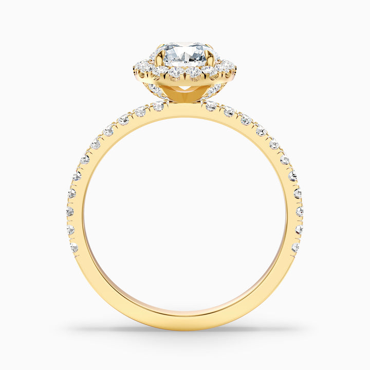 Jade 2 Carat Round Cut Halo Lab Grown Diamond Ring in 10k Yellow Gold - Side View