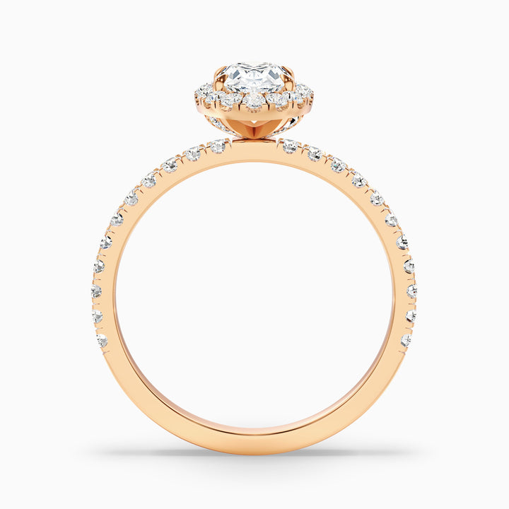 Jany 1.5 Carat Oval Halo Pave Lab Grown Diamond Ring in 18k Yellow Gold - Side View