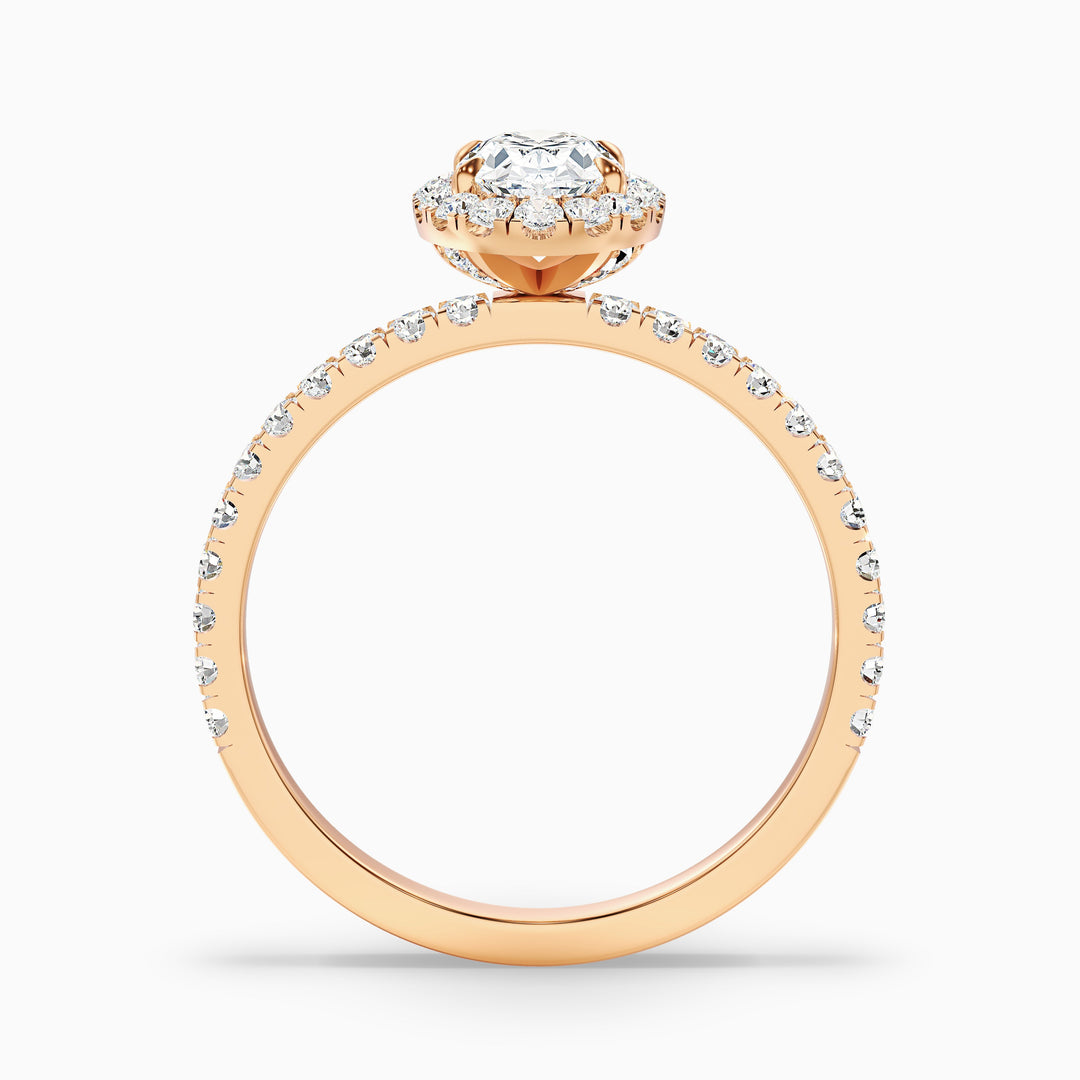 Jany 4.5 Carat Oval Halo Pave Lab Grown Diamond Ring in Platinum - Side View