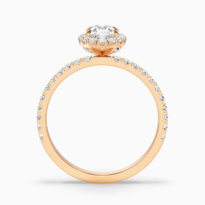 Jany 4.5 Carat Oval Halo Pave Lab Grown Diamond Ring in Platinum - Side View