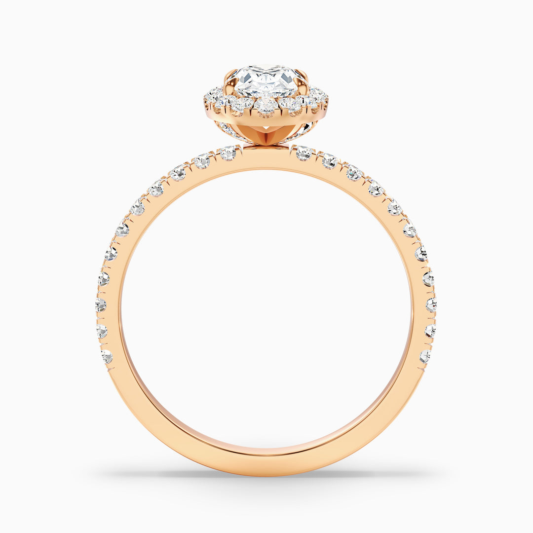 Jany 5 Carat Oval Halo Pave Lab Grown Diamond Ring in 14k Rose Gold - Side View