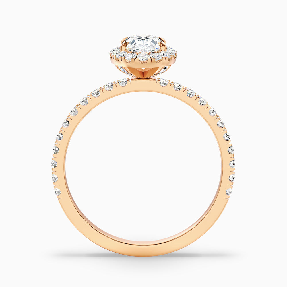 Jany 4 Carat Oval Halo Pave Lab Grown Diamond Ring in 10k Rose Gold - Side View