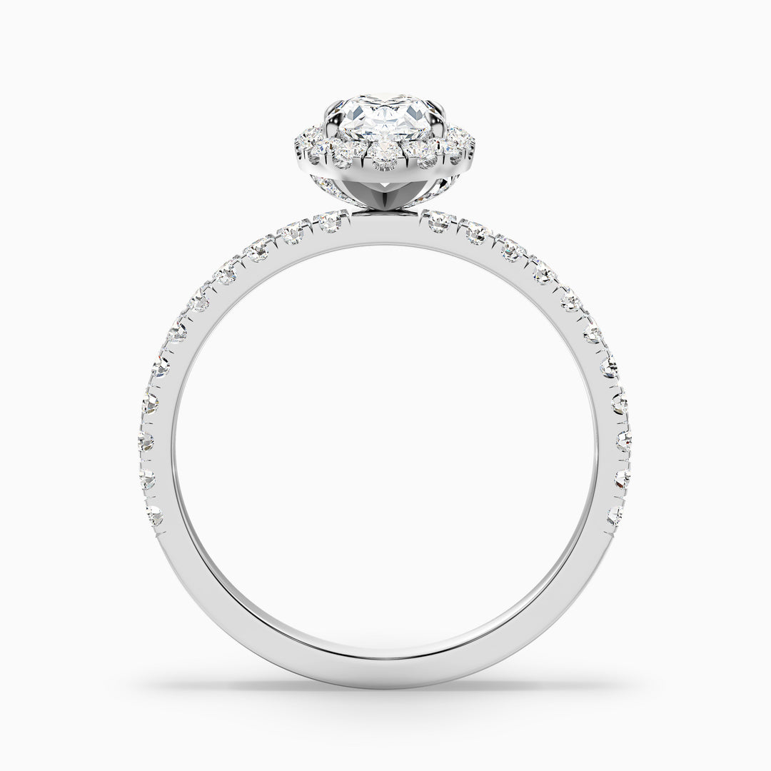 Grace 1.5 Carat Oval Halo Pave Moissanite Engagement Ring - Side View