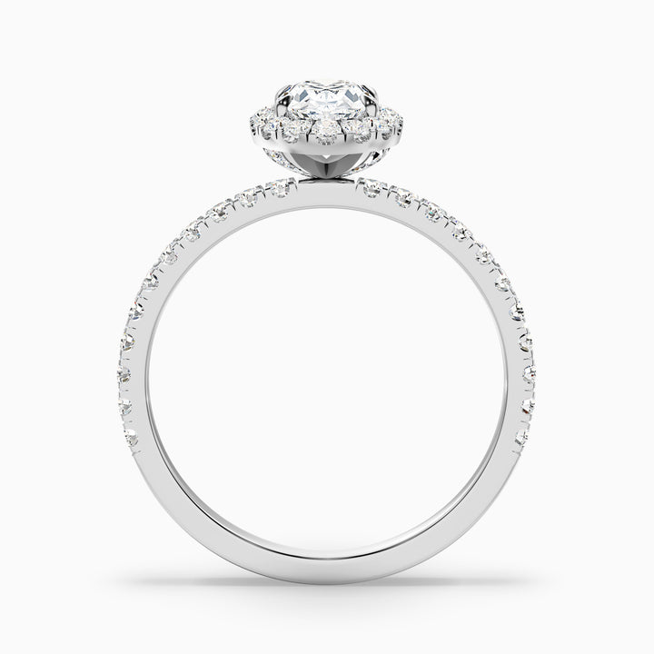 Grace 3 Carat Oval Halo Pave Moissanite Engagement Ring - Side View