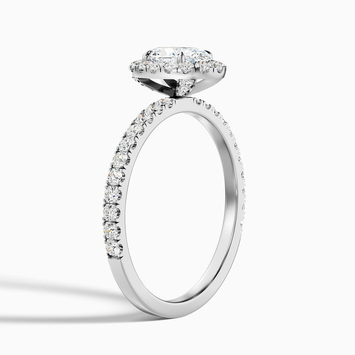 Jany 5 Carat Oval Halo Pave Lab Grown Diamond Ring in 14k Rose Gold - Detail View