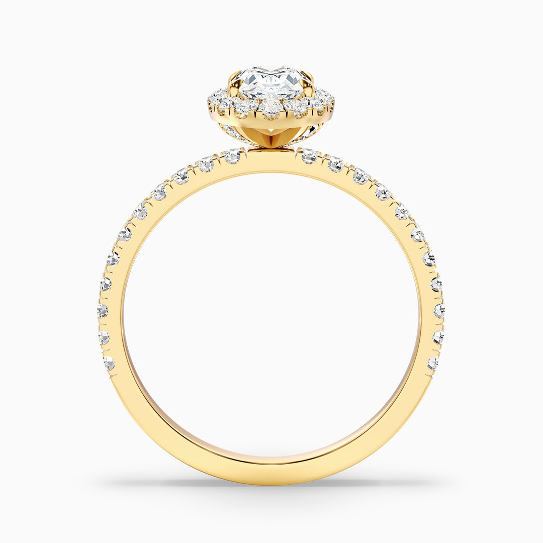 Jany 2.5 Carat Oval Halo Pave Lab Grown Diamond Ring in 10k Yellow Gold - Side View