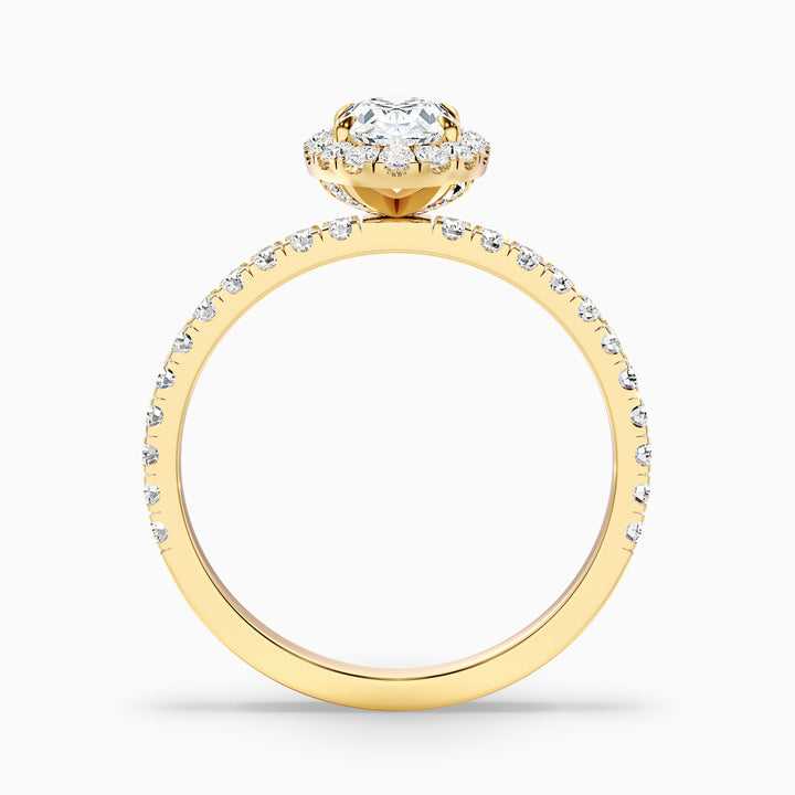 Jany 2.5 Carat Oval Halo Pave Lab Grown Diamond Ring in 10k Yellow Gold - Side View