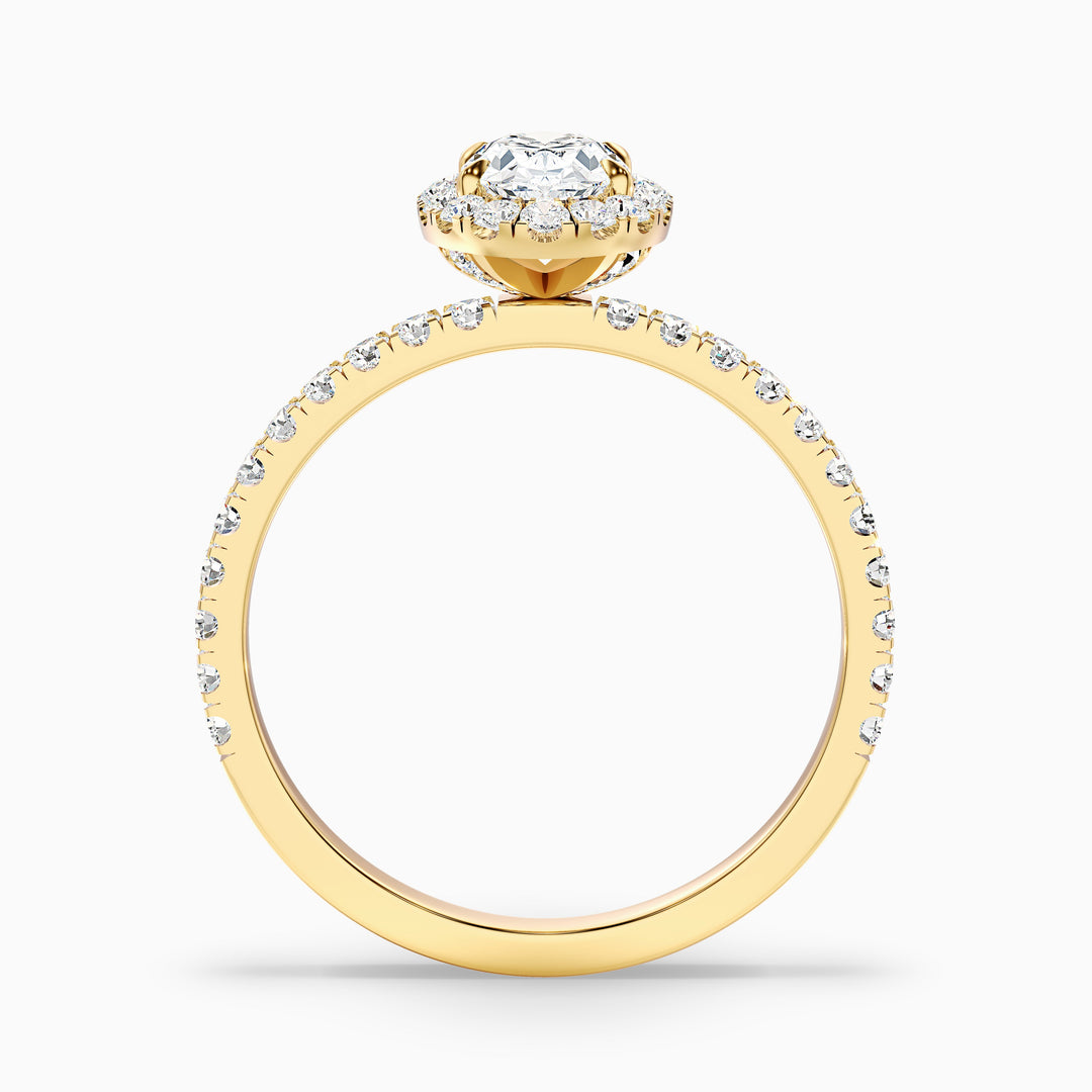 Jany 5 Carat Oval Halo Pave Lab Grown Diamond Ring in 14k Rose Gold - Side View