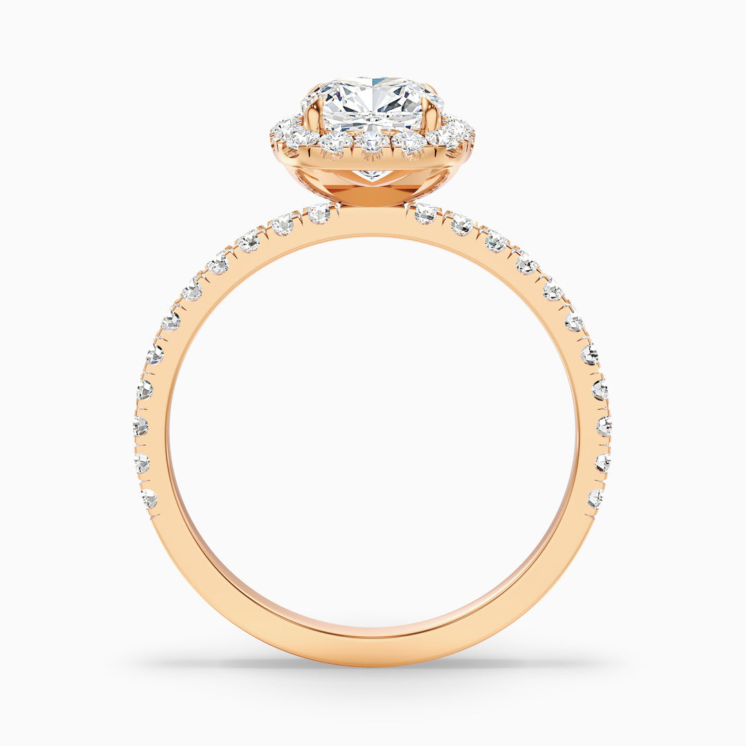 June 4.5 Carat Cushion Cut Halo Pave Lab Grown Diamond Ring in 14k Yellow Gold - Side View
