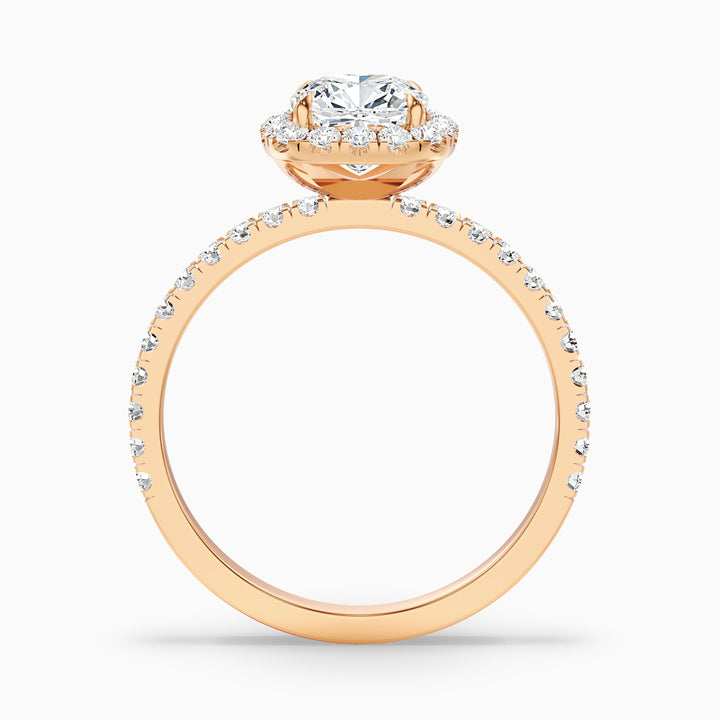 June 4.5 Carat Cushion Cut Halo Pave Lab Grown Diamond Ring in 14k Yellow Gold - Side View