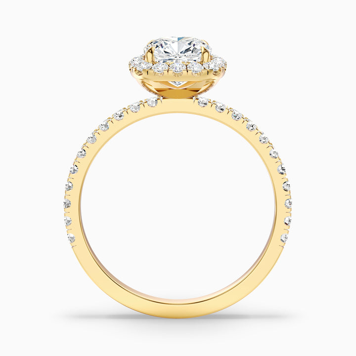 June 2 Carat Cushion Cut Halo Pave Lab Grown Diamond Ring in Platinum - Side View
