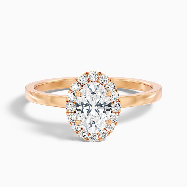 Julia 3.5 Carat Oval Halo Lab Grown Diamond Ring in 18k Yellow Gold - Front View