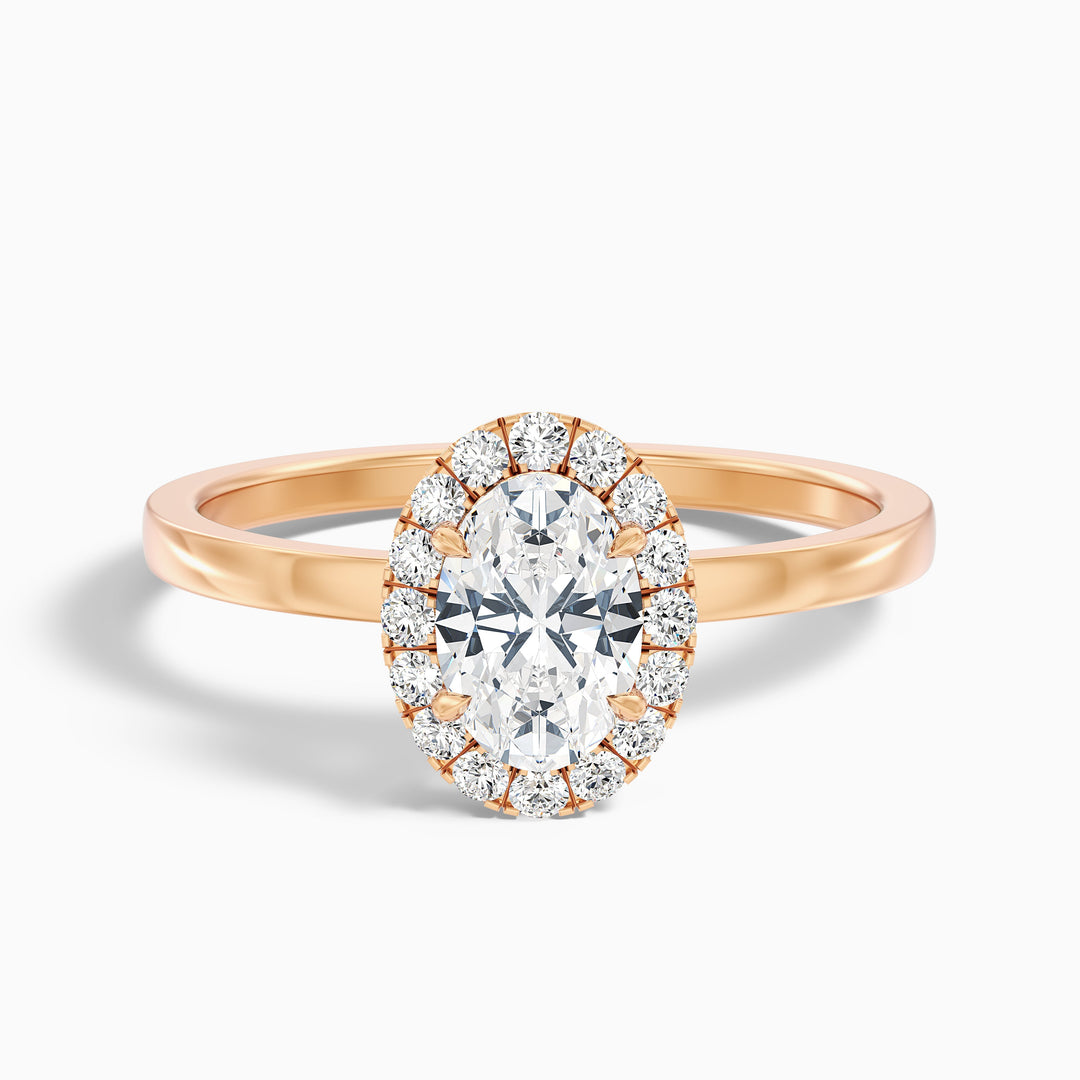 Julia 5 Carat Oval Halo Lab Grown Diamond Ring in Platinum - Front View