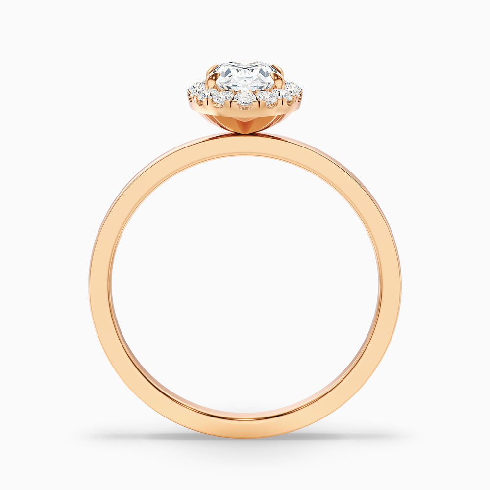 Julia 4 Carat Oval Halo Lab Grown Diamond Ring in 14k Rose Gold - Side View