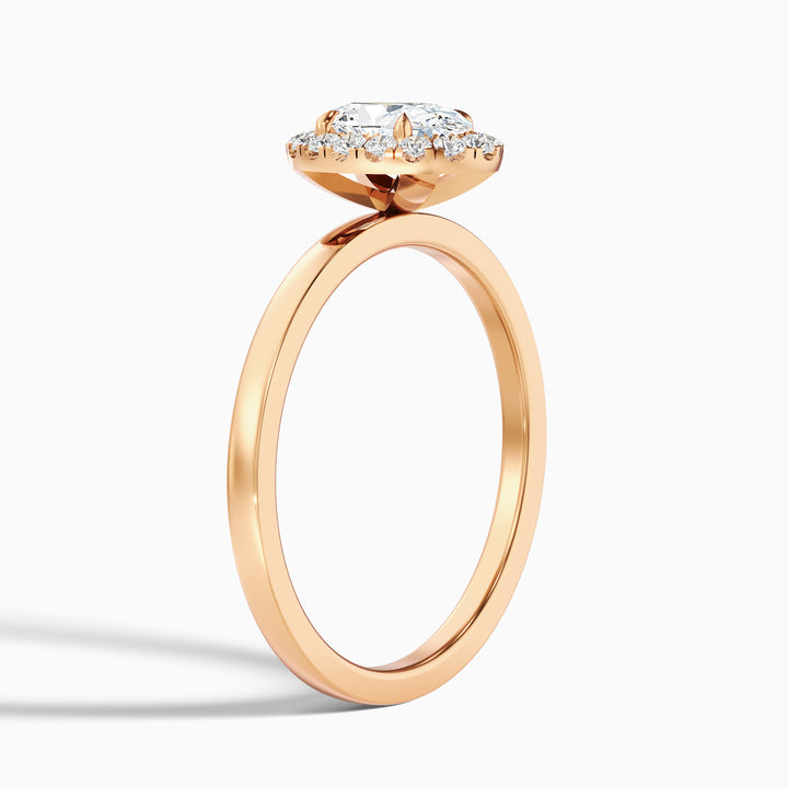 Julia 1.5 Carat Oval Halo Lab Grown Diamond Ring in 14k Rose Gold - Detail View