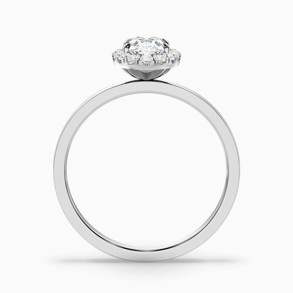 Julia 1 Carat Oval Halo Lab Grown Diamond Ring in Platinum - Side View