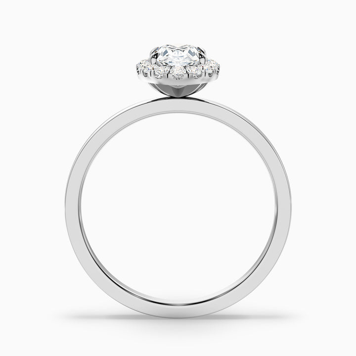 Julia 3.5 Carat Oval Halo Lab Grown Diamond Ring in Platinum - Side View