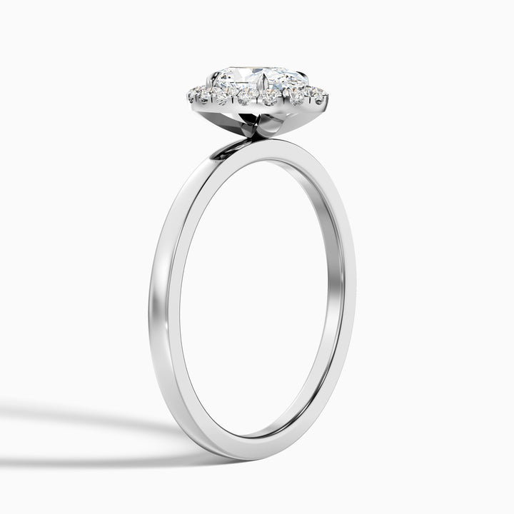 Julia 1.5 Carat Oval Halo Lab Grown Diamond Ring in 18k White Gold - Detail View