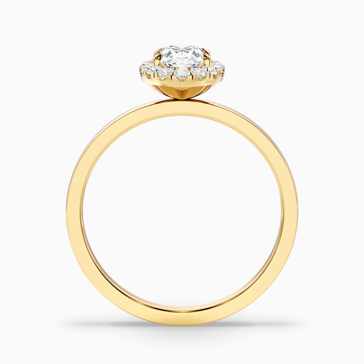 Julia 2 Carat Oval Halo Lab Grown Diamond Ring in 18k Yellow Gold - Side View