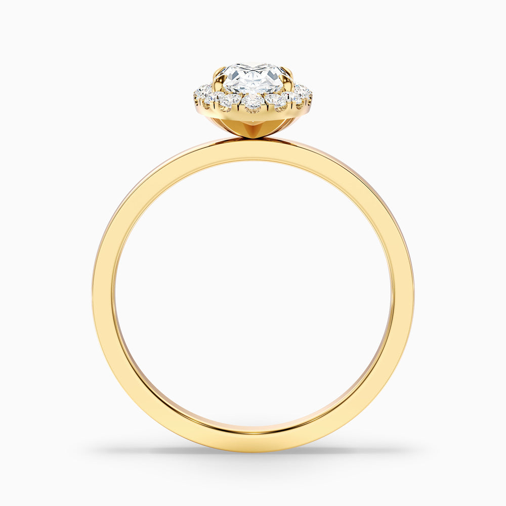 Julia 2.5 Carat Oval Halo Lab Grown Diamond Ring in 18k Yellow Gold - Side View