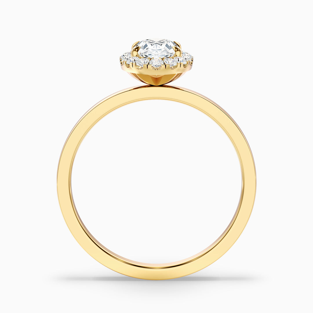 Cris 1 Carat Oval Halo Moissanite Engagement Ring - Side View