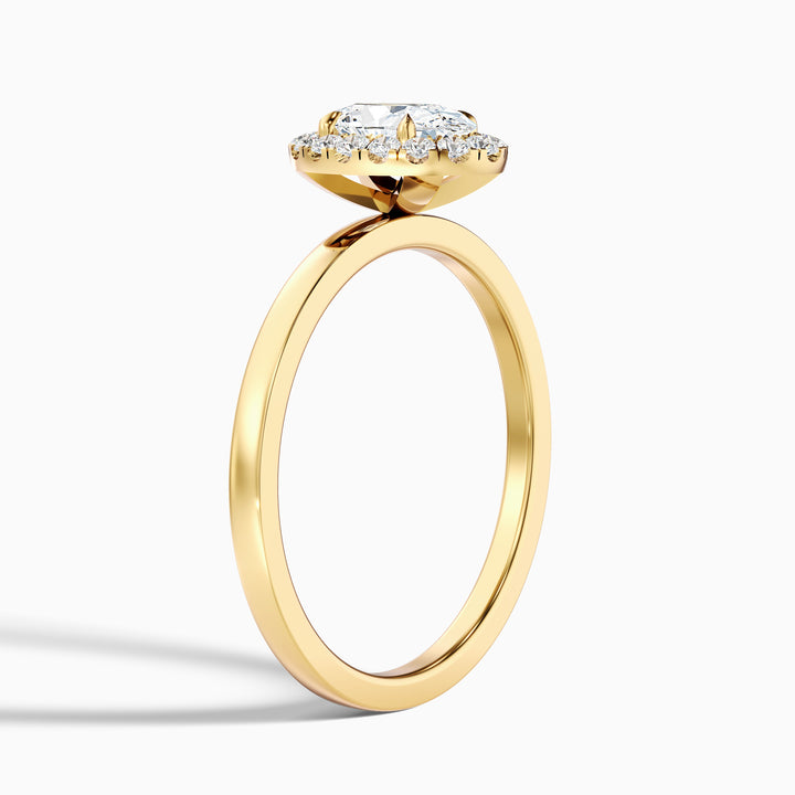 Julia 5 Carat Oval Halo Lab Grown Diamond Ring in 18k Yellow Gold - Detail View