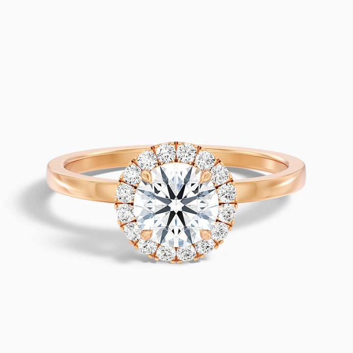 Kara 5 Carat Round Halo Lab Grown Diamond Ring in 14k Rose Gold - Front View