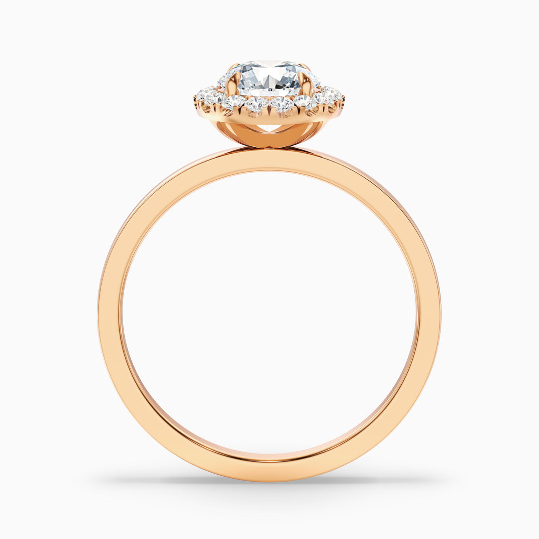 Kara 1 Carat Round Halo Lab Grown Diamond Ring in 18k Yellow Gold - Side View