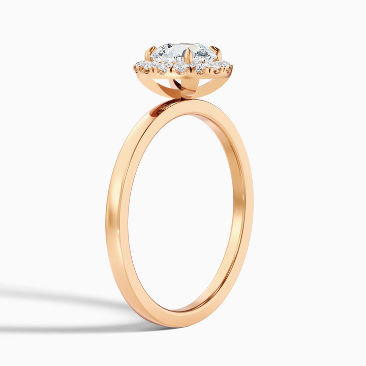 Kara 2 Carat Round Halo Lab Grown Diamond Ring in 14k Rose Gold - Detail View