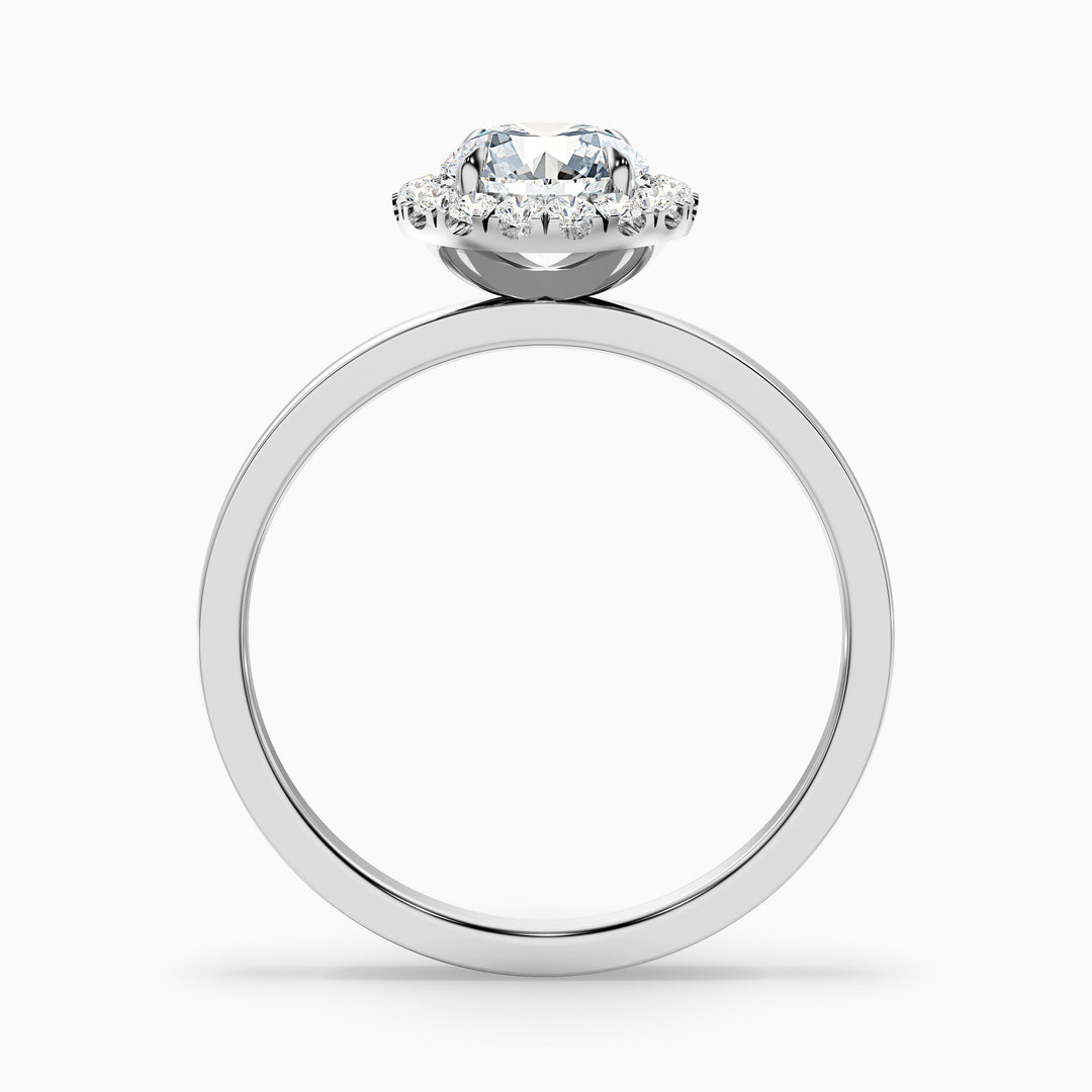 Kara 3.5 Carat Round Halo Lab Grown Diamond Ring in 18k White Gold - Side View