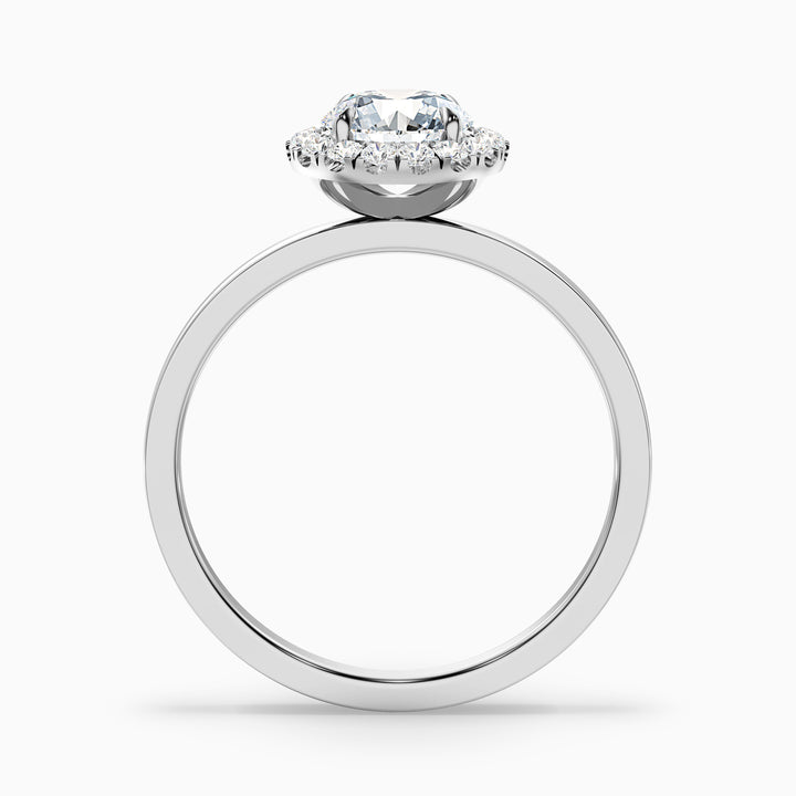 Kara 1.5 Carat Round Halo Lab Grown Diamond Ring in 10k White Gold - Side View