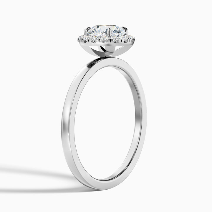 Kara 5 Carat Round Halo Lab Grown Diamond Ring in 18k White Gold - Detail View