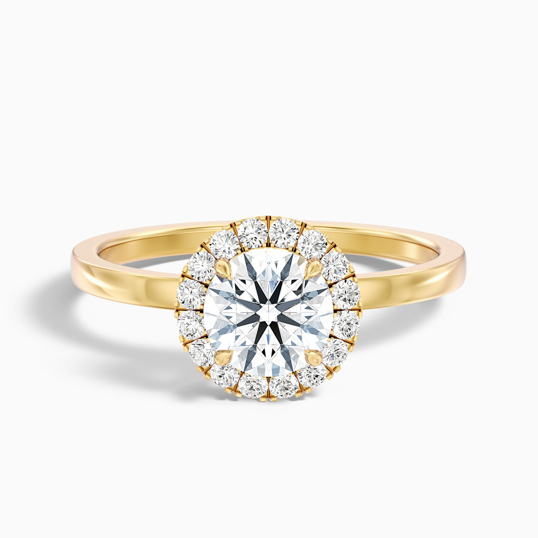 Kara 5 Carat Round Halo Lab Grown Diamond Ring in 14k Rose Gold - Front View