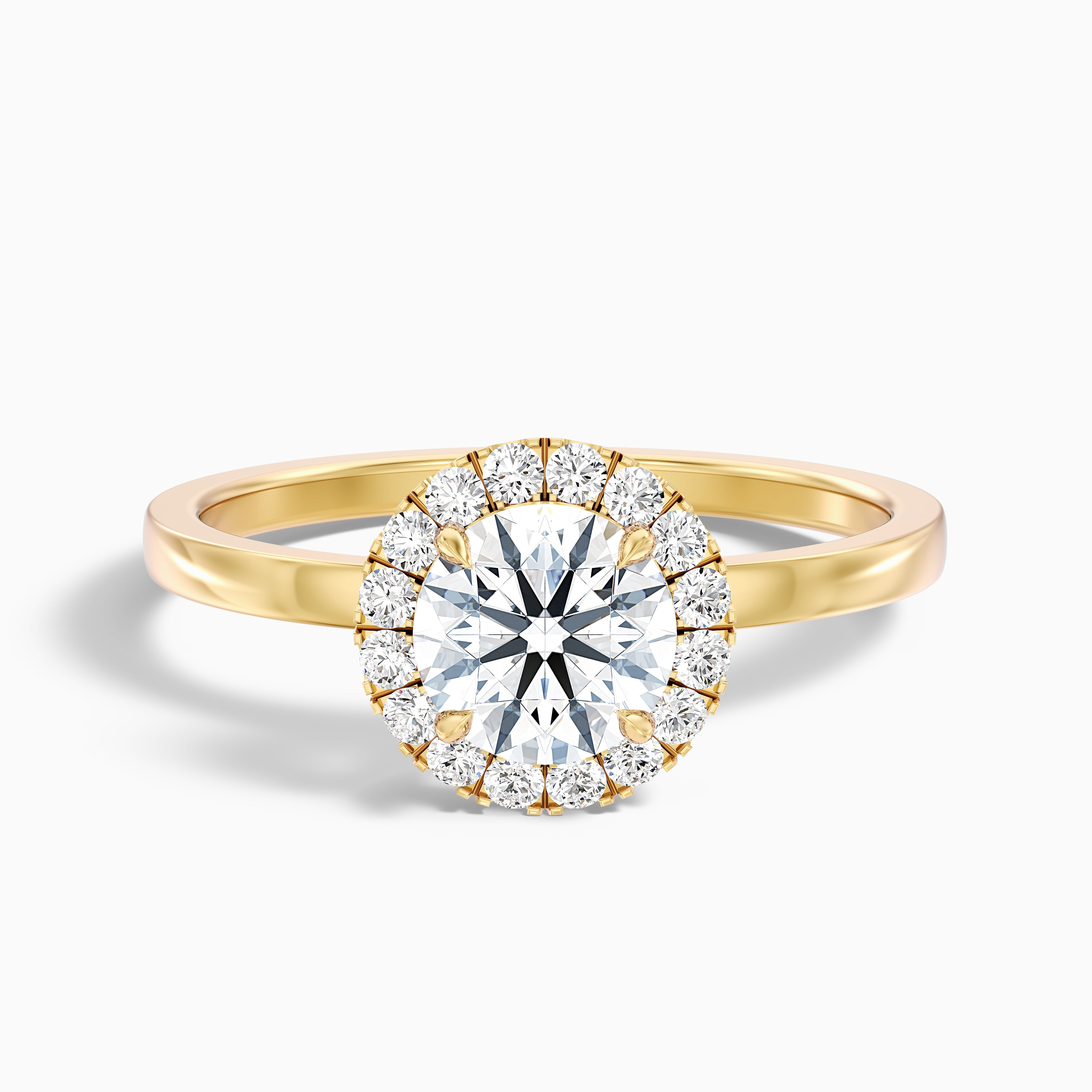 Kara 2 Carat Round Halo Lab Grown Diamond Ring in 14k Yellow Gold