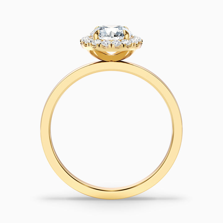 Kara 4.5 Carat Round Halo Lab Grown Diamond Ring in 10k Yellow Gold - Side View