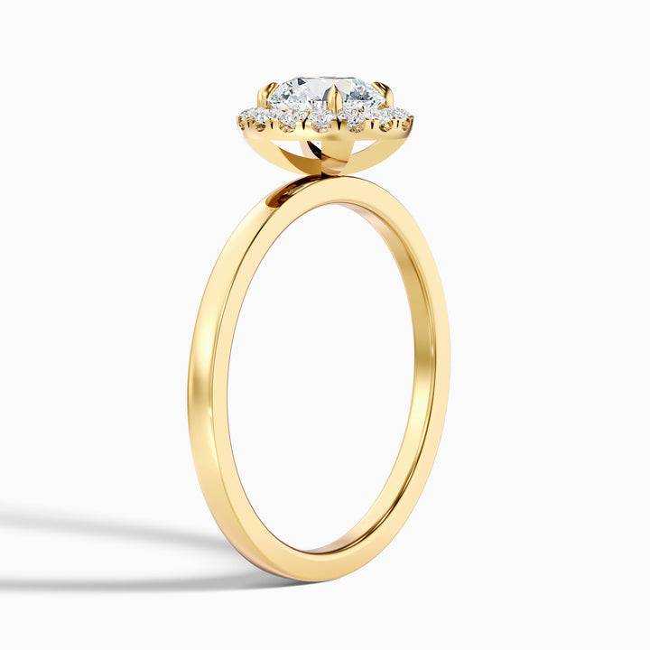 Kara 2.5 Carat Round Halo Lab Grown Diamond Ring in 18k Yellow Gold - Detail View