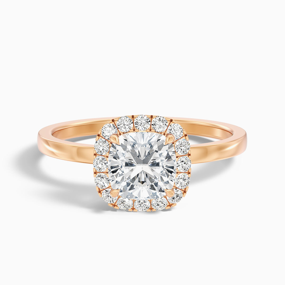 Nora 1.5 Carat Cushion Cut Halo Lab Grown Diamond Ring in Platinum - Front View