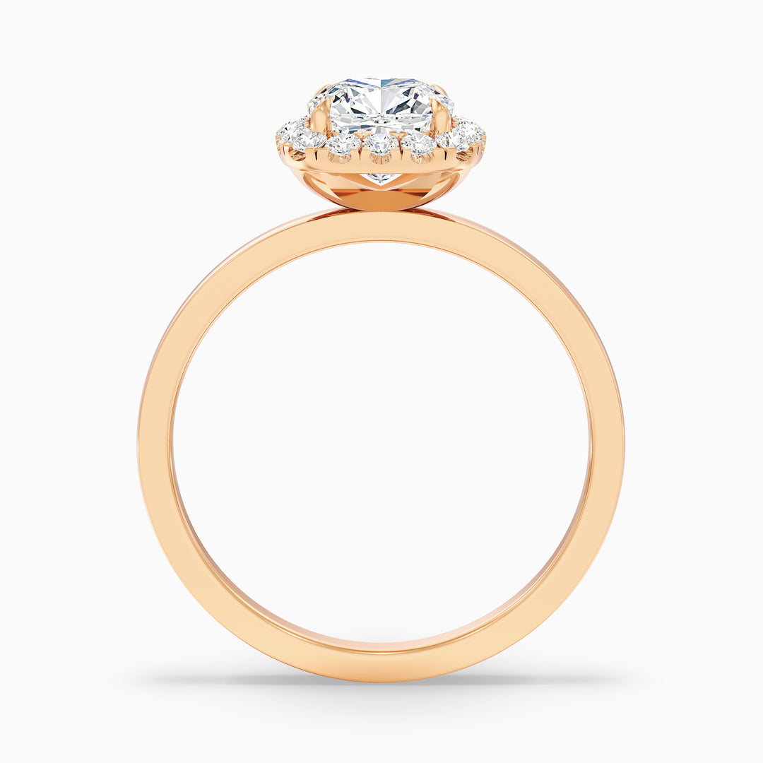 Nora 2.5 Carat Cushion Cut Halo Lab Grown Diamond Ring in 10k Rose Gold - Side View